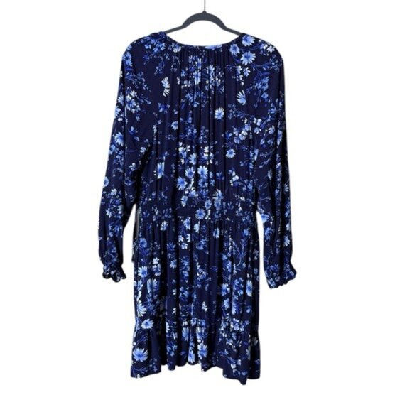 Gap Relaxed Smocked Splitneck Mini Dress Large Ditsy Floral FairyGoth Fe… - Picture 6 of 9